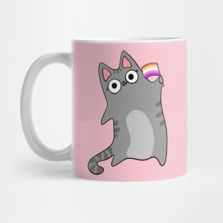 Lesbian Pride Flag Kawaii Cat Gay Cute chibi Tabby Kitty Mug